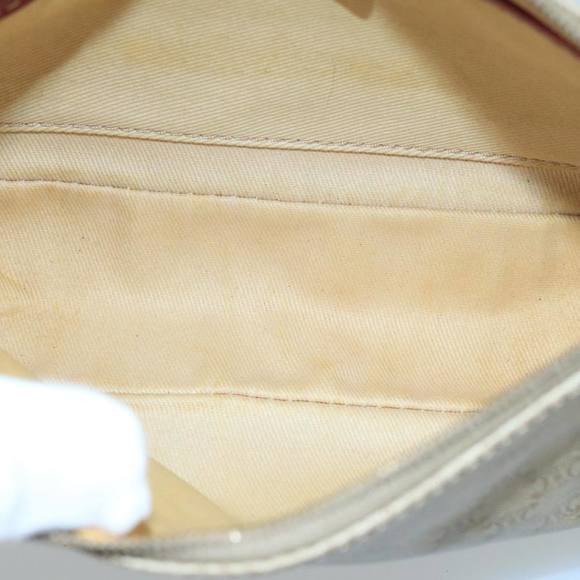 CELINE Macadam Canvas Hand Bag PVC Leather Beige Red Auth 99836 - Picture 11 of 16